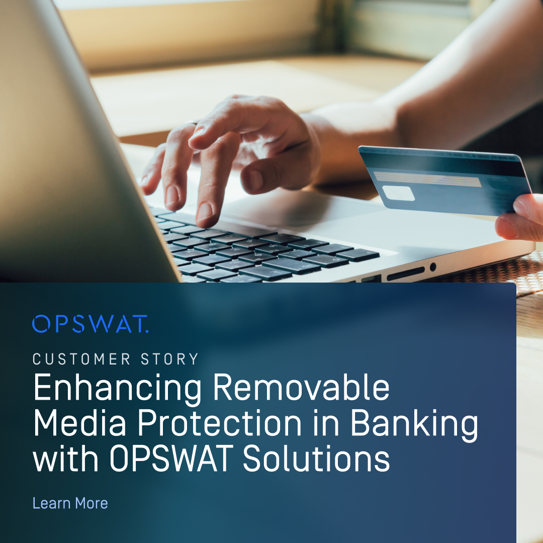 OPSWAT's tweet photo. Banking operations depend on the movement of information. So does their security.

A leading South Asian bank reexamined how files enter its environment, extending protection across digital uploads and removable media. See the approach in practice: https://t.co/9gg6eX30gv https://t.co/bdcGVfPFtx