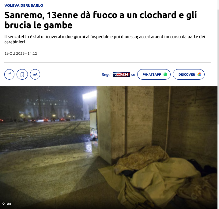 riktroiani's tweet photo. Andiamo veramente male. #Sanremo #Clochard https://t.co/VahLJGerig