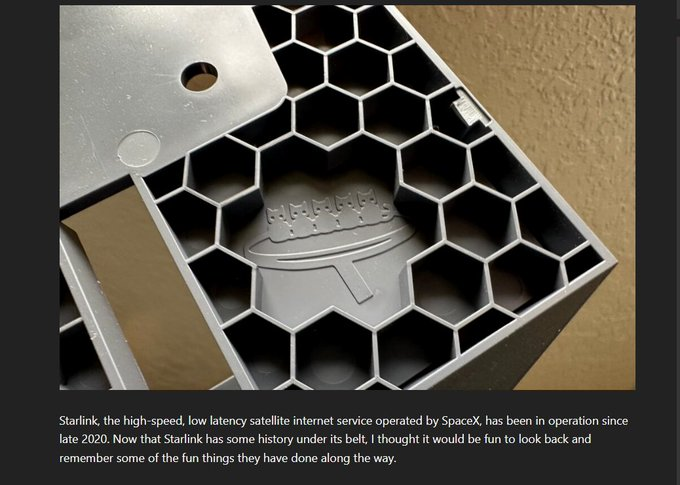 Narra_Creator's tweet photo. Elon has Secret Cats inside the Routers??

SpaceX literally hid FIVE CATS inside Starlink hardware.

A photo of five cats warming themselves on a Starlink dish went viral.

SpaceX embraced the meme, adding a cat reference to its app and even molding the five cats into the power supply mount for its High Performance dish.

They literally immortalized an internet cat meme inside their hardware.

Original hardware discovery:
https://t.co/hYPKweMSn4

https://t.co/2mrrs9nlX7