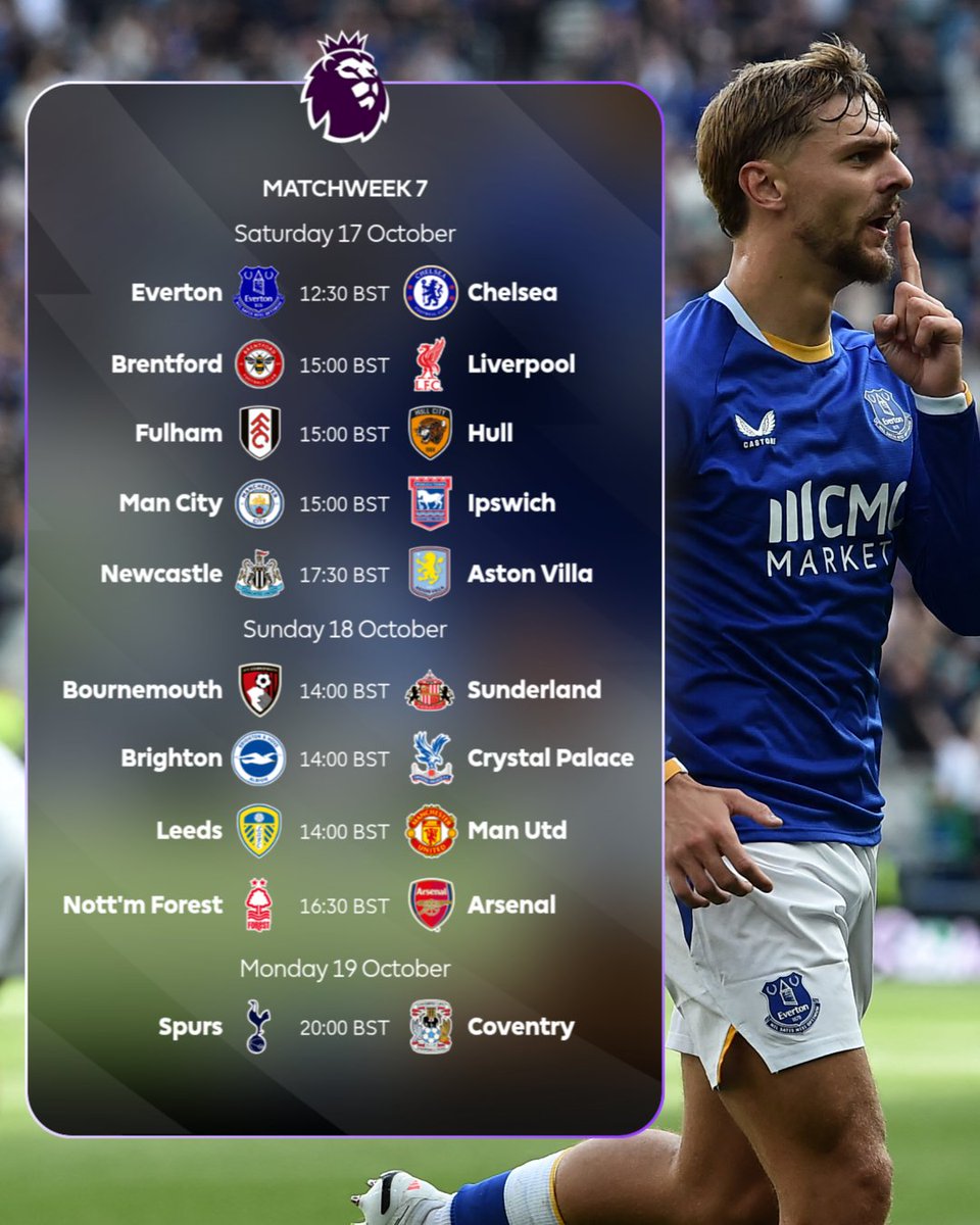 premierleague's tweet photo. Ready for Matchweek 7 👊 https://t.co/MqMHyXWeXF