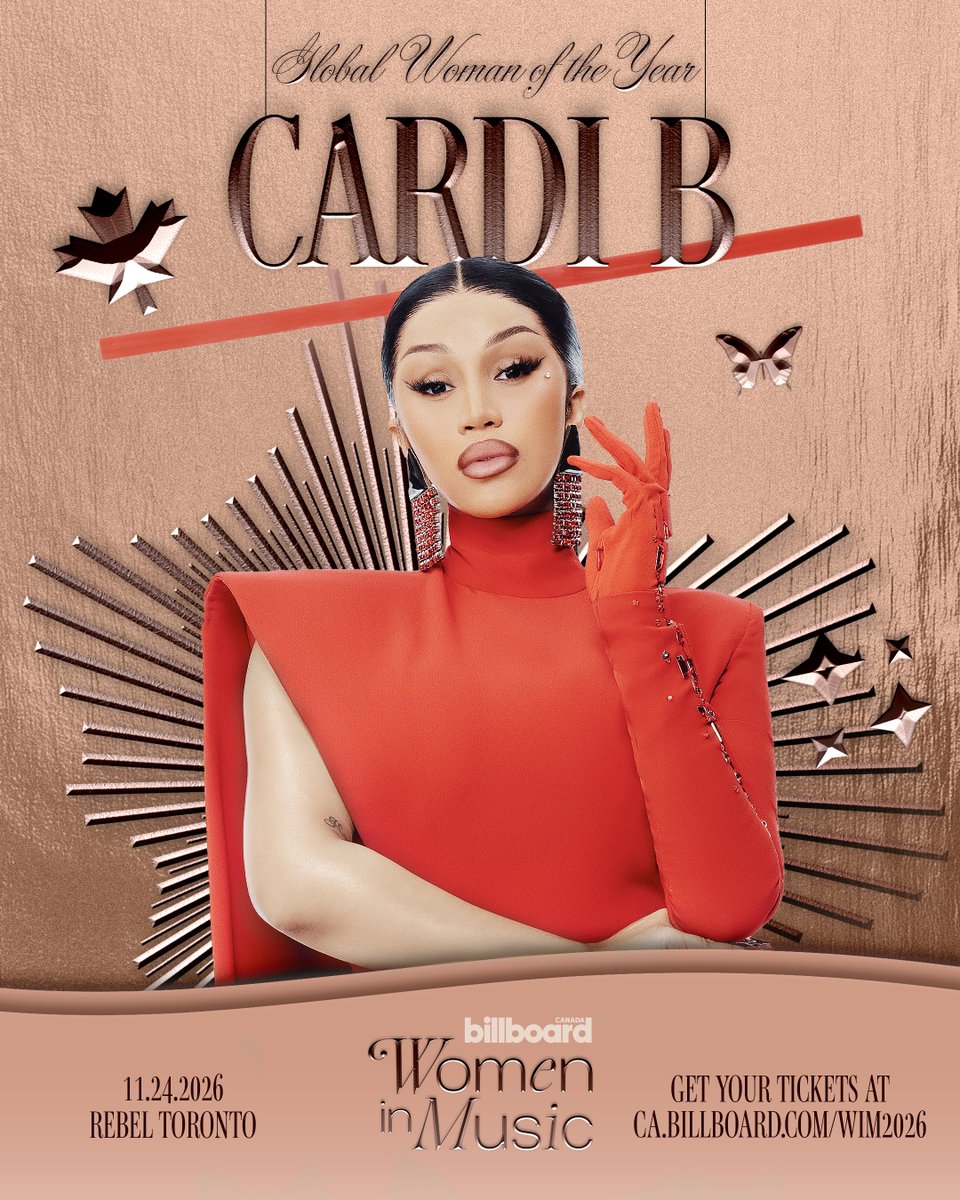 itsKenBarbie's tweet photo. 🏆| Cardi to be honored as the First-Ever Global Woman of the Year at Billboard Canada Women In Music 2026. 

She also became the first rapper to be named Billboard’s Woman of the Year in 2020. 👏 https://t.co/h5SJAgaJo0