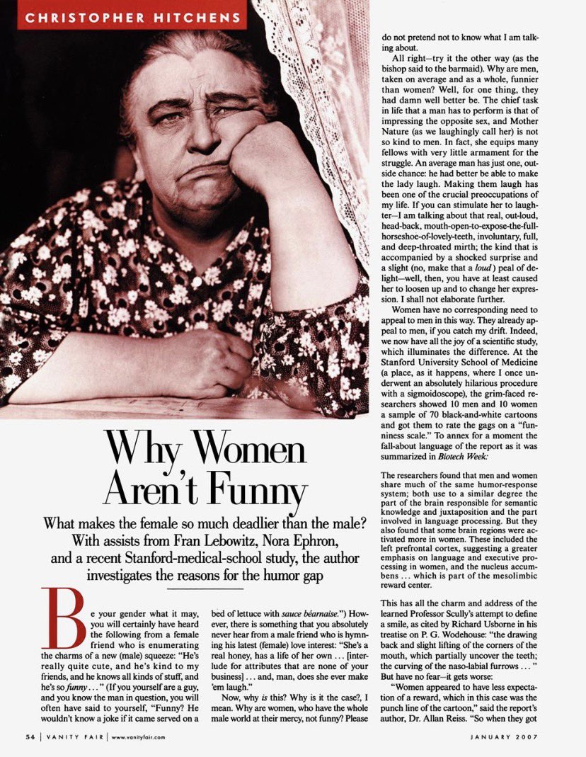 Babygravy9's tweet photo. As essential a read as it was back in 2007. Why foids aren’t funny. https://t.co/xXXhnQI8Ka