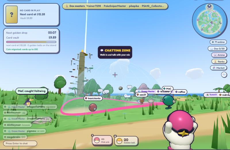 Catchonsol_'s tweet photo. New on CATCH: the Chatting Zone

A bubble near spawn where you can talk to other trainers with your mic. The closer you are, the louder they sound.

Walk in, press V, say hi https://t.co/wASCctJmsd