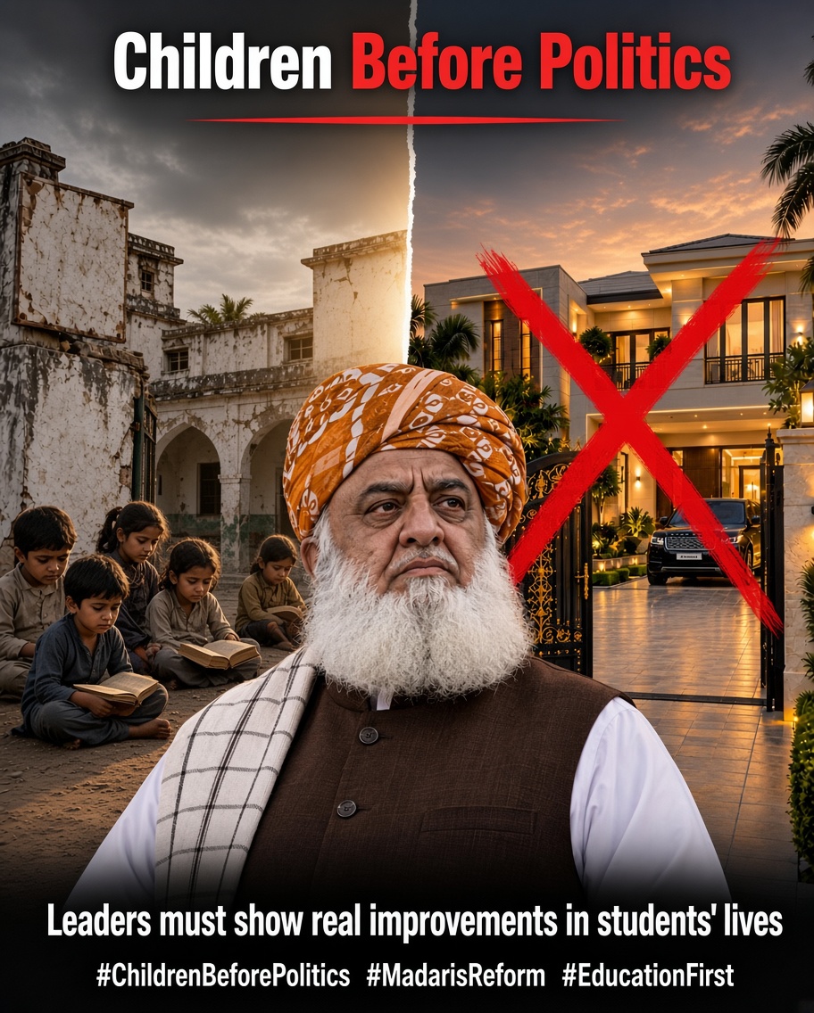 ThePKNarrative's tweet photo. Political mobilization should never overshadow children's educational needs. Leaders who claim to represent madrassa students must demonstrate their commitment through measurable improvements in their lives.

#ChildrenBeforePolitics #MadarisReform #EducationFirst https://t.co/l5mPWLInyj