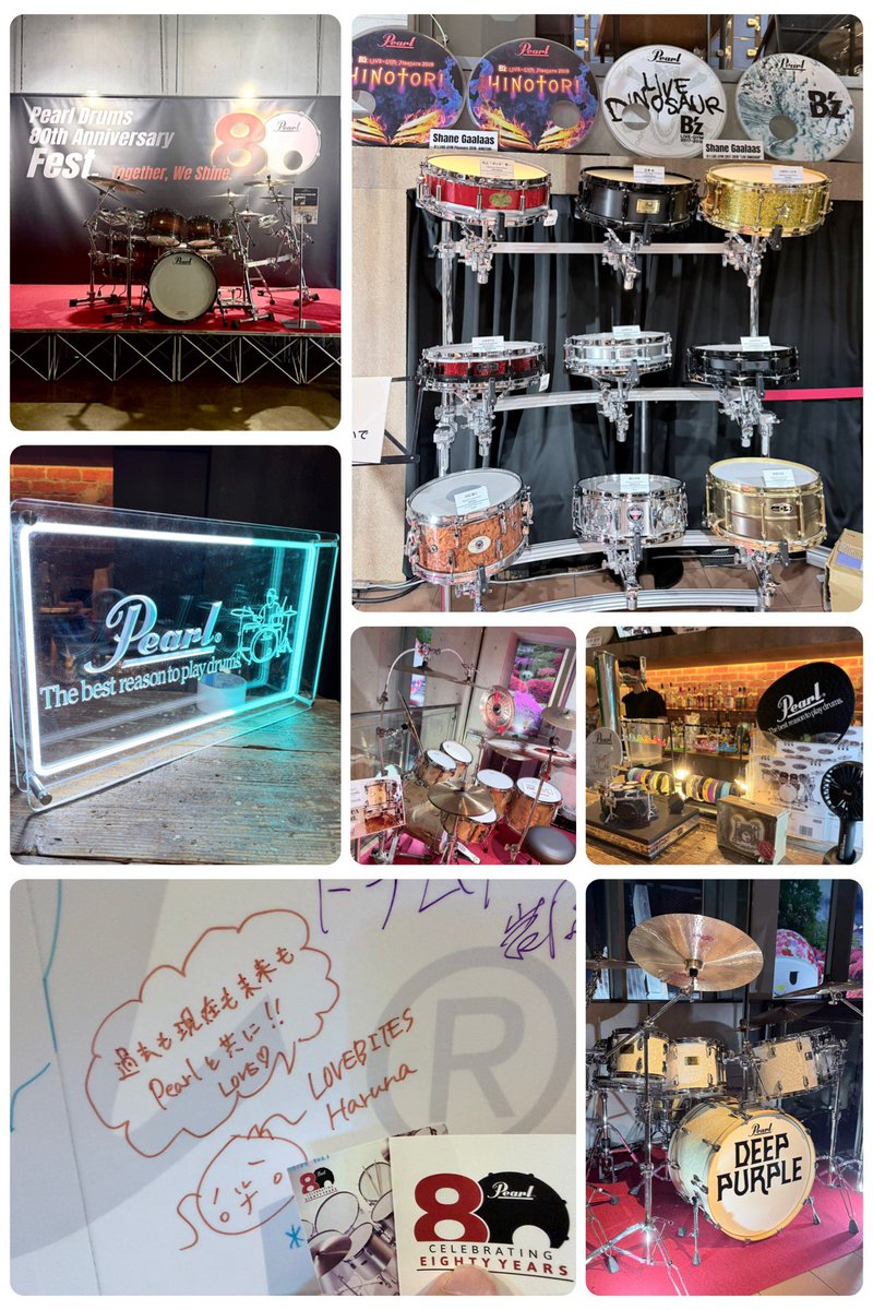 harupidrums's tweet photo. 今日はPearl Drums 80th Anniversary Fest.でShane Gaalaasのドラムパフォーマンスを観に行ってきました🥁

Pearl80周年おめでとうございます㊗️

私は2003年渚園でのB'zライブでShaneのドラムを観た以来だったので、ダイナミックなドラムプレイを近くで観ることができて感激でした✨

同じPearlドラマーのPARADOXXのSHONOさんとは静岡出身でB'zファンと共通点が多くてお会いできて嬉しかったです🥰
#LOVEBITES #Haruna