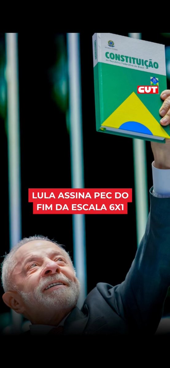 CUT_Brasil's tweet photo. VITÓRIA

Congresso promulga fim da escala 6x1 em primeira mudança da jornada de trabalho desde 1988. 

Essa conquista é resultado de uma luta histórica!

#Lula #fimdaescala6x1 https://t.co/Vje5AOGN5w
