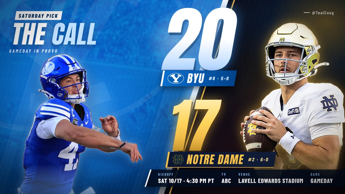 TealCoug's tweet photo. BYU 20
Notre Dame 17

Tight, ugly, and ours. I’ll take it 😎 https://t.co/GXTH5E3PVg