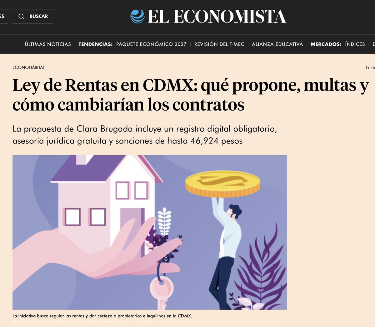 JoseMarioMX's tweet photo. Eres propietario de un departamento en la CDMX. Tu inquilino se marcha y encuentras a alguien dispuesto a pagar una renta mayor. Con la nueva ley que propone Clara Brugada, no podrías aumentar libremente el precio: incluso al cambiar de inquilino, el incremento anual estaría limitado a la inflación.

La @SCJN ya declaró constitucional limitar los aumentos de renta. Pero aquí aparece una distinción jurídica fundamental: una cosa es proteger a quien ya tiene un contrato y otra restringir el precio que pueden pactar dos personas al celebrar un nuevo contrato de arrendamiento. ¿Hasta dónde puede intervenir el Estado en el derecho de propiedad?

La intención es evitar que las familias sean expulsadas de sus barrios por rentas impagables. Pero existe otro riesgo: que algunos propietarios retiren sus viviendas del mercado y resulte más difícil encontrar dónde vivir. Proteger a quienes ya rentan es indispensable. ¿Cómo hacerlo sin perjudicar a quienes todavía buscan una vivienda?