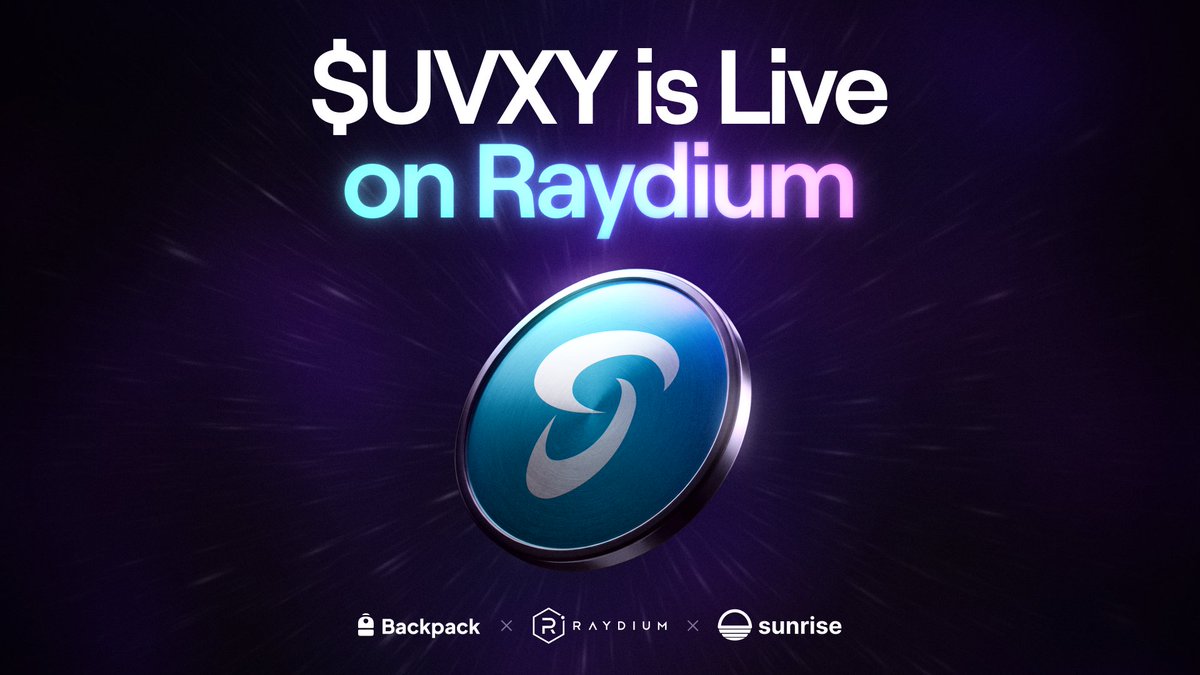Raydium's tweet photo. $UVXY is live on Raydium.

ProShares Ultra VIX Short-Term Futures ETF provides leveraged exposure to short-term VIX futures.

Now trading 24/7 on Solana via @sunrise and @Backpack Securities. https://t.co/aG0JdqrTK2