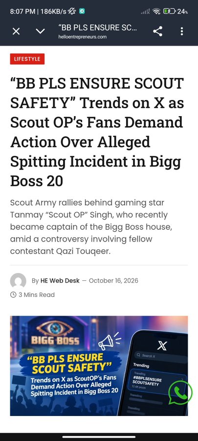 IgcJAMES77's tweet photo. 🔥 SCOUT ARMY’S VOICE IS REACHING THE MAINSTREAM MEDIA!

Our demand, BB PLS ENSURE SCOUT SAFETY, is now getting coverage from Mid-Day and Hello Entrepreneurs.

Jab awaaz united ho, toh use ignore karna aasaan nahi! NOW BIGG BOSS MUST LISTEN! 👑🔥

#ScoutOP #ScoutArmy #BiggBoss20 https://t.co/HaeIQvByd8