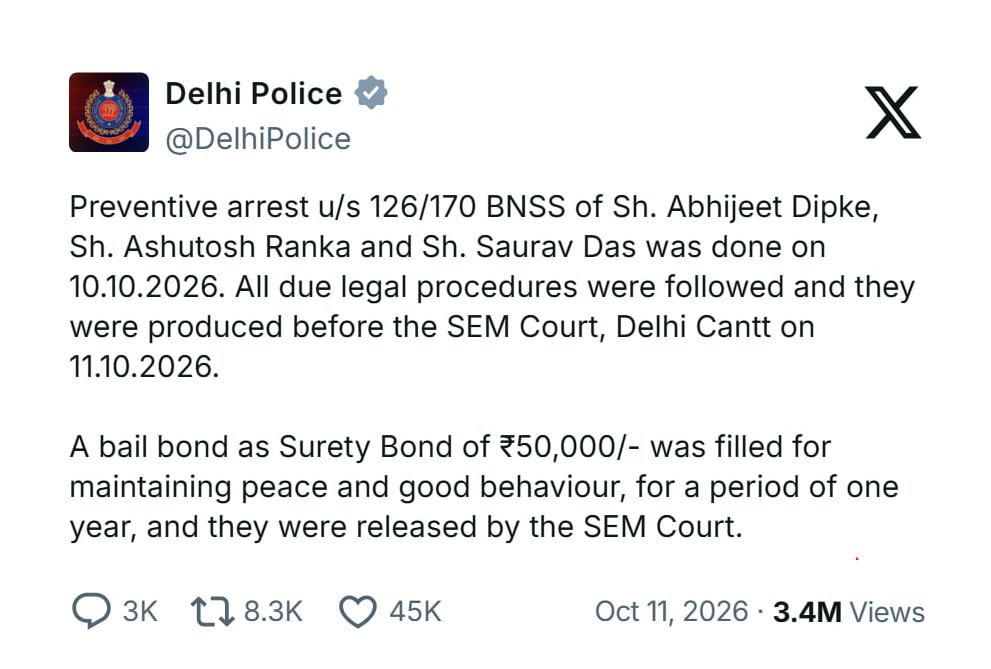 MahanNaayaka's tweet photo. @CJP_for_India @AshutoshRanka @SauravDassss @abhijeet_dipke Jailed for waving the Tricolour❌
Jailed for protesting❌
Jailed for being anti-govt❌

Jailed for breaking bail conditions✅
Jailed for disobeying the court✅
Jailed for creating a ruckus in a public place without permission✅ https://t.co/lQfgtySxxT