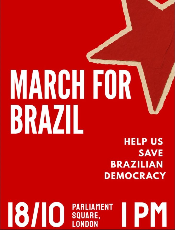 thisisyourparty's tweet photo. London: all out for Lula on Sunday ahead of the electoral showdown against Bolsonaro. Parliament Square, 1pm. https://t.co/v7GBW1DV5w
