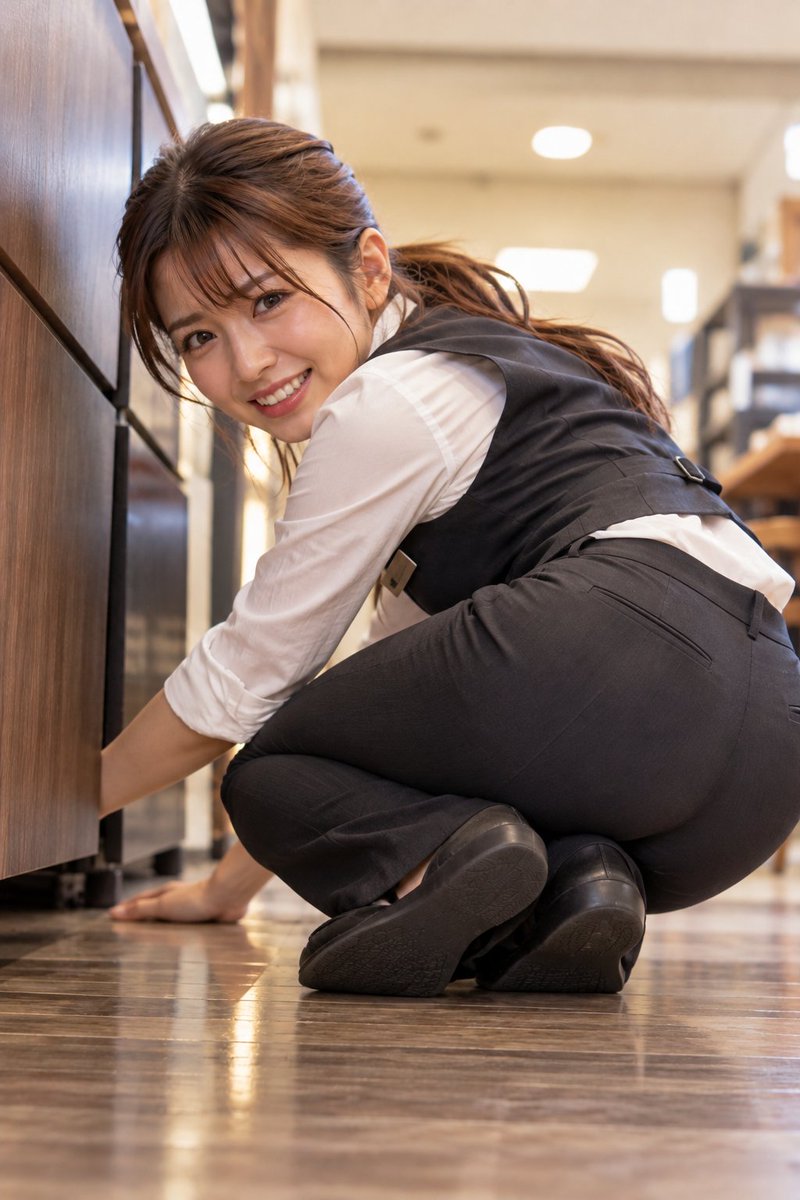 AI_new_F's tweet photo. お客様が大切なものを落としちゃったみたい💦

「ちょっと待っててくださいね〜💕」

狭い隙間に手を伸ばして悪戦苦闘😂

あと少しで届きそうなんだけど…！

ねぇ、誰か応援して〜🥹💕

#お仕事中 #頑張る女子 #AI美女 #ANFStudio https://t.co/Nkmw6luATu