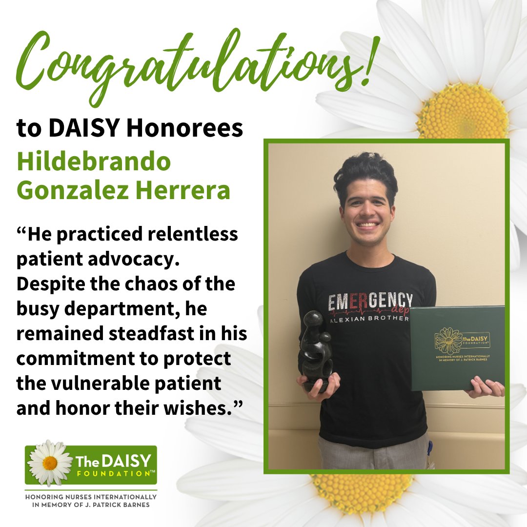 DAISY4Nurses's tweet photo. Today, we are highlighting #DAISY Honoree Hildebrando Gonzalez Herrera, who showed that advocacy is at the heart of nursing. You can read the nomination story here: https://t.co/79Z334qPHa

#DAISYAward #nurses https://t.co/5G6Tku14Lz