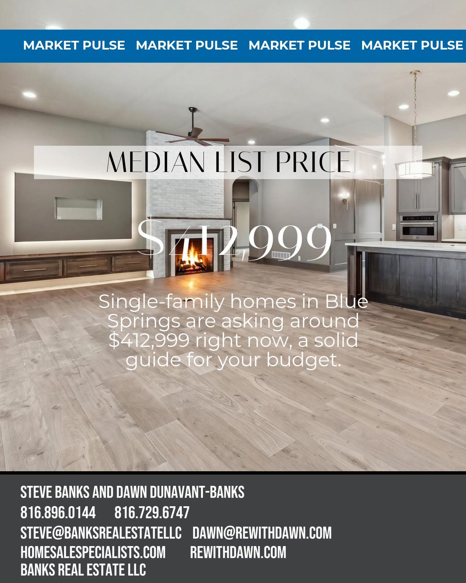 ddunavant's tweet photo. Blue Springs has 155 homes listed at $412,999 avg, with fresh options and some price flexibility. What matters most to you? 🗝️✨ https://t.co/XG2Z5C1BZ4