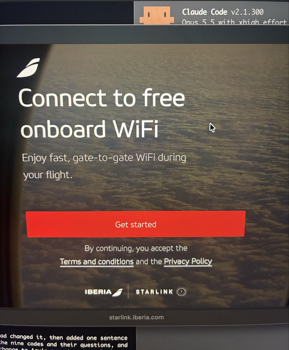 pmenendez6's tweet photo. The new @Iberia x @Starlink WiFi is crazy!

Video calls at 35,000 feet. It genuinely feels like being at home.

And it’s FREE.

I don’t want to fly without Starlink ever again.

Well played, Iberia https://t.co/niLKkiVtW6