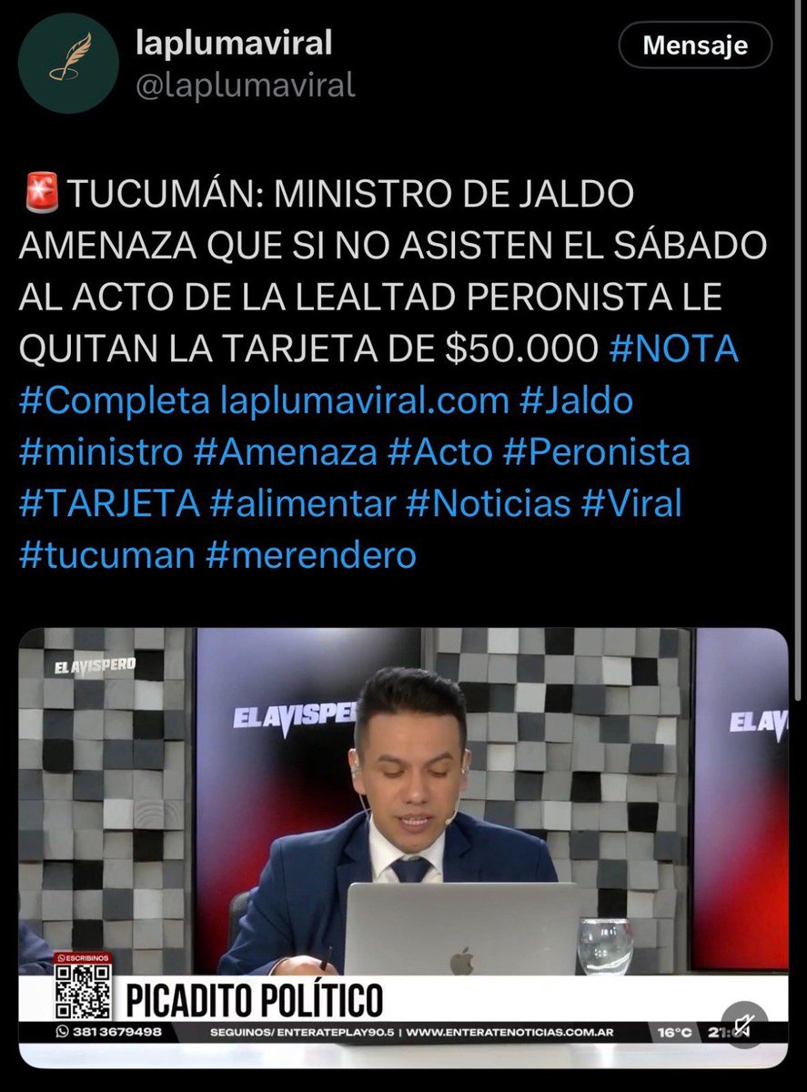 chela_tucumana's tweet photo. Jajaja, @gonherediaok, ¿ni para cambiar el texto? Las mismas publicaciones aparecen en @laplumaviral y @emperadortuc. Mucha coincidencia junta. ¿Quién les pasa el libreto? https://t.co/BNNzqypVl6