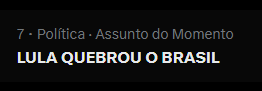 GayerGus's tweet photo. SIM 
A meta agora é fazer essa frase chegar so TOPO
LULA QUEBROU O BRASIL https://t.co/VI16RwOpVi