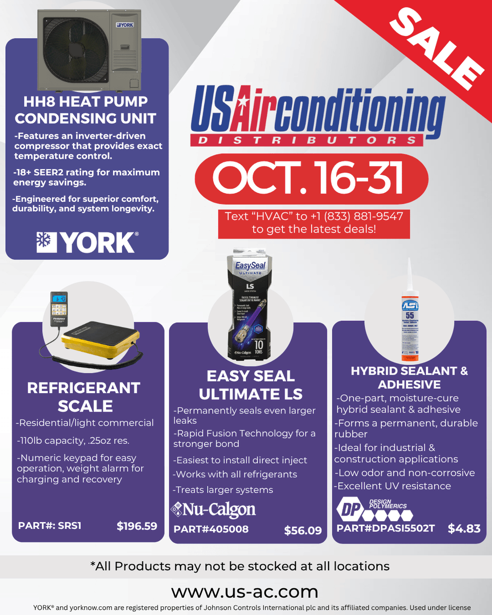 USACD's tweet photo. Our October 16–31 Sale is packed with scary good deals on HVAC equipment, tools, and more! https://t.co/YYWHQGJzMq