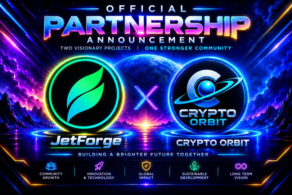 CryptoOrbit_TW's tweet photo. ⚪️🔤🔤🔤🔤 OFFICIAL PARTNERSHIP ANNOUNCEMENT
Crypto Orbit × JetForge
We’re excited to announce our partnership with JetForge, a Solana-based token launch platform designed to make token creation and trading more accessible through bonding-curve mechanics and Raydium integration.
⚡ What This Partnership Brings
Strategic marketing and project exposure
Community growth and increased visibility
Telegram and X promotional support
Stronger community engagement and brand awareness
Opportunities to connect with the wider crypto community
🌐 https://t.co/XQF0QFQ93U
✈️ https://t.co/5TaYCUcqy8
🐦 https://t.co/XreANffzNl
Together, we aim to strengthen our communities, expand our reach, and support the growth of the Solana ecosystem
One Partnership. Shared Vision. Stronger Community
Welcome to the Crypto Orbit network, JetForge 🤝
#CryptoOrbit #JetForge #Solana #CryptoPartnership #Web3