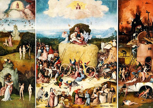 bijutsufan's tweet photo. ヒエロニムス・ボス『干草の車』1500-1505年頃 プラド美術館 https://t.co/wUnXEruIFe