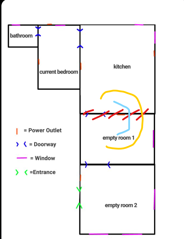 Visionreader_'s tweet photo. tear down the wall marked with read
giant rogon sculpture where the yellow is, then the light blue is the setup
you get power with l long ass cables hitten under the floorboards https://t.co/PBnk79xZiB