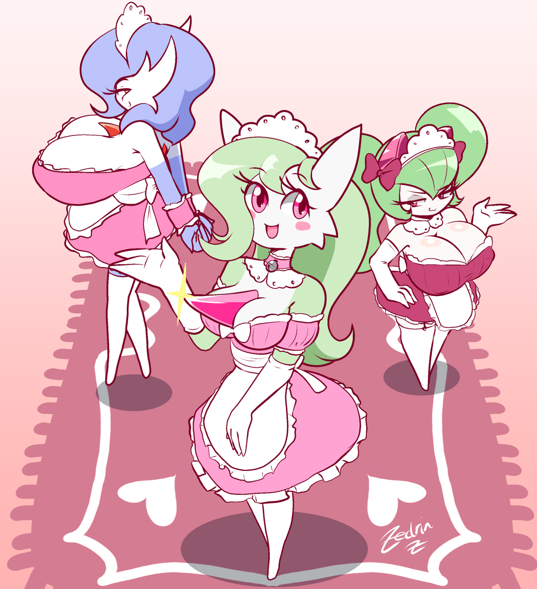 zedrinbutt's tweet photo. My part of the #DMSG_PokeCafe maid cafe collab! 
Dex numbers 282 and 281, Gardevoir and Kirlia.

i haven't drawn my gardes in a long time lol https://t.co/jCXvOu9wpX