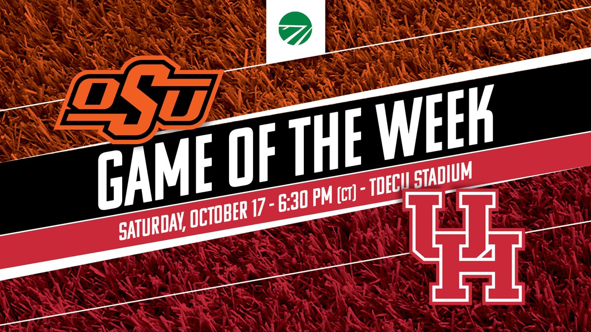 FieldTurf's tweet photo. Competition in the @Big12Conference is heating up, with 7 teams riding winning streaks of at least 3 games heading into the weekend 🔥 That makes our college GOTW all the more important. 

No.18 @CowboyFB visits No.20 @UHCougarFB for a critical Saturday night match on the @FieldTurf at TDECU Stadium  🏈 As we're also trusted at OSU's Boone Pickens Stadium, we're especially excited to see the Cowboys and Cougars in action tomorrow.

@UHCougars | @OSUAthletics

#NCAA #GameOfTheWeek #CollegeFootball #SyntheticTurf #SportsConstruction