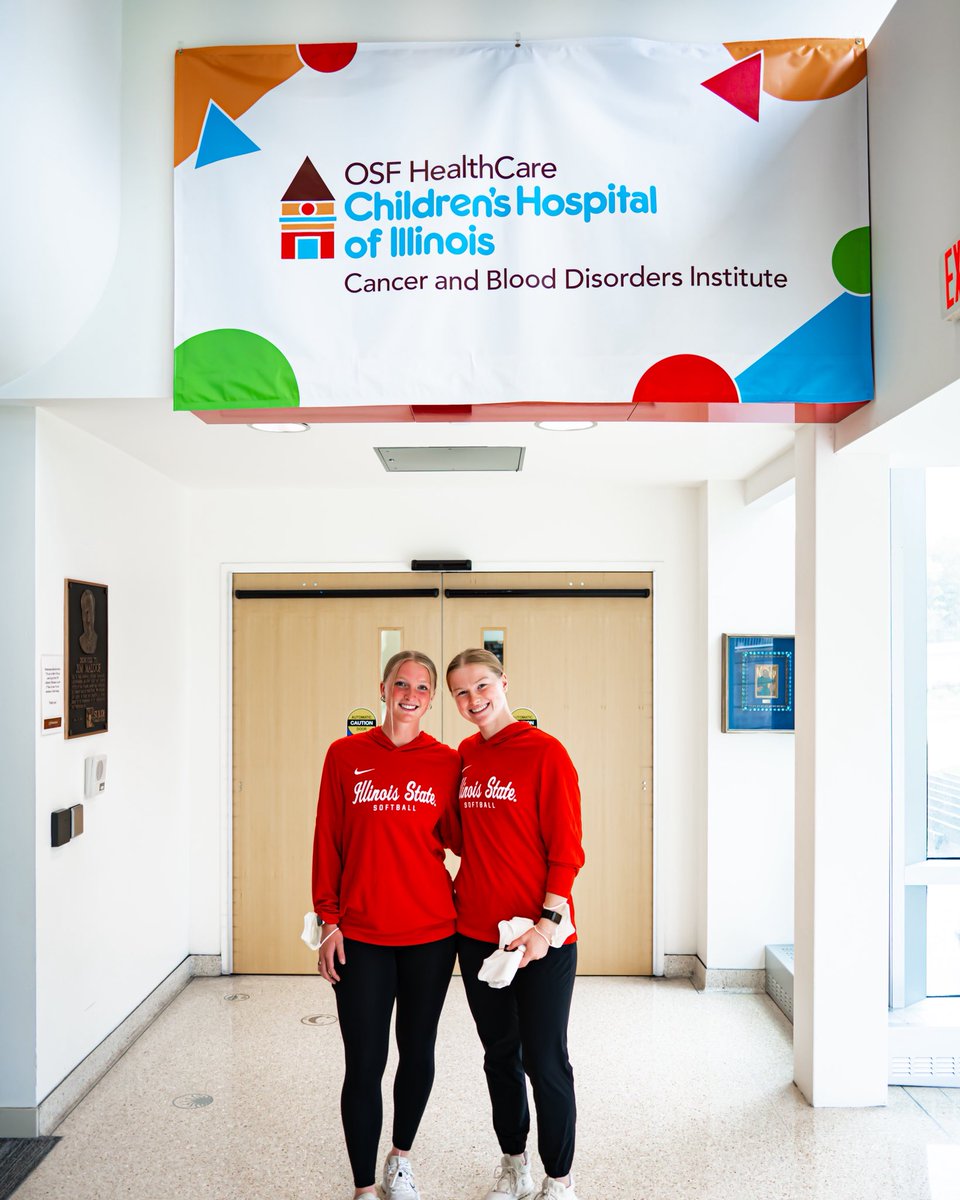 RedbirdsSB's tweet photo. This morning, Taylor and Hannah traveled with a couple of Redbird Baseball players to OSF Children’s Hospital of Illinois to help celebrate National Sports Day!🥎 https://t.co/L2fxvoOrFw