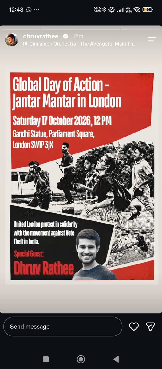 praffulgarg97's tweet photo. Dhruv Rathee is finally going to protest with his favourite Pakistani and other illegal immigrants in London against India. He is all set to protest in London, right in front of Mahatma Gandhi’s statue on Parliament Street at 12 pm.

Yes, the exact same spot where yellow Khalistani flags are routinely raised and Indian flags are burned by extremists, all under the noble banner of “protest.”