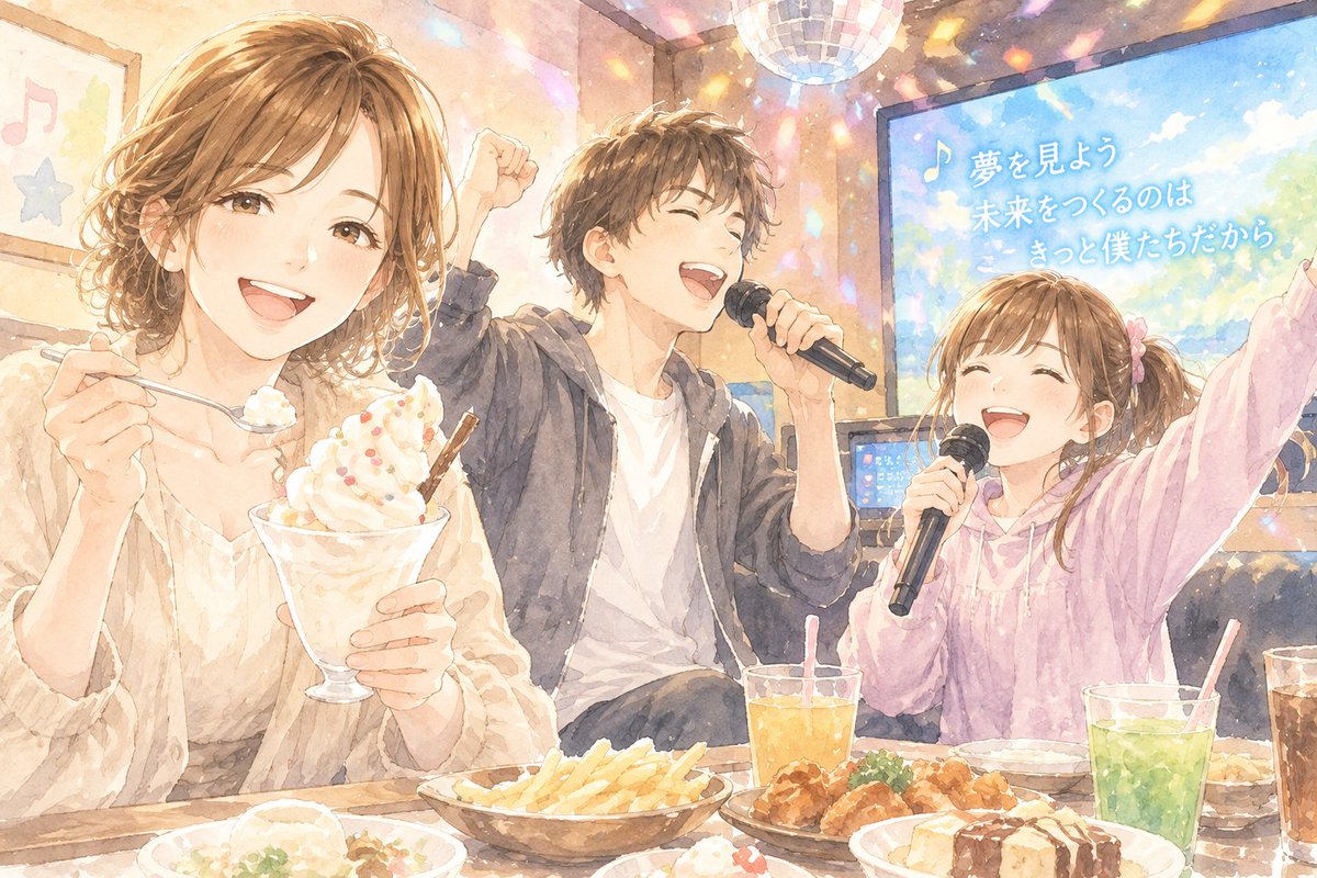 SAKURASAKU_123_'s tweet photo. 最近のカラオケ、歌うだけじゃない！？🍦

10月17日は「#カラオケ文化の日」。

全国カラオケ事業者協会の設立日
（1994年10月17日）にちなんだ記念日です。

最近のカラオケは、食事も充実していますね😋

家族で行ったとき、ドリンクだけでなく、
ソフトクリームまで食べ放題でびっくり！👀

メニューも豊富で、歌う以外の楽しみも♪

懐かしい曲を歌ったり、
好きな歌で盛り上がったり。
採点機能で盛り上がるのも楽しいですよね。

みなさんの十八番は何ですか？🎶

好きな歌とともに、よい週末を🍀✨