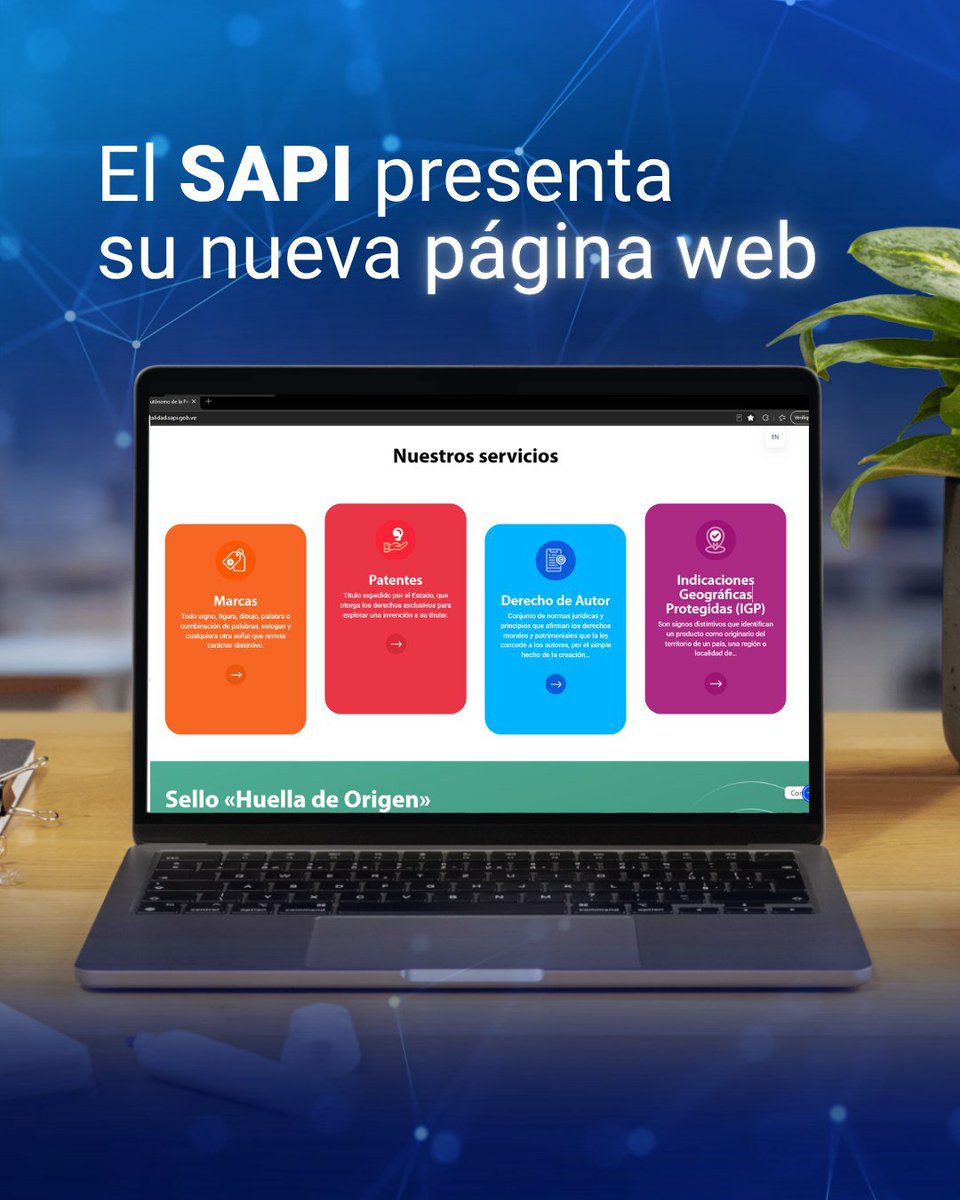 sapi_ve's tweet photo. 🌐 Tenemos nueva página web, diseñamos un espacio digital más ágil, intuitivo y moderno, pensado para facilitar tus trámites y consultas de Propiedad Intelectual desde cualquier lugar. 💡✨

 Explora nuestra nueva página web:
https://t.co/LPz6hWcJoY https://t.co/ECBY1wy70P