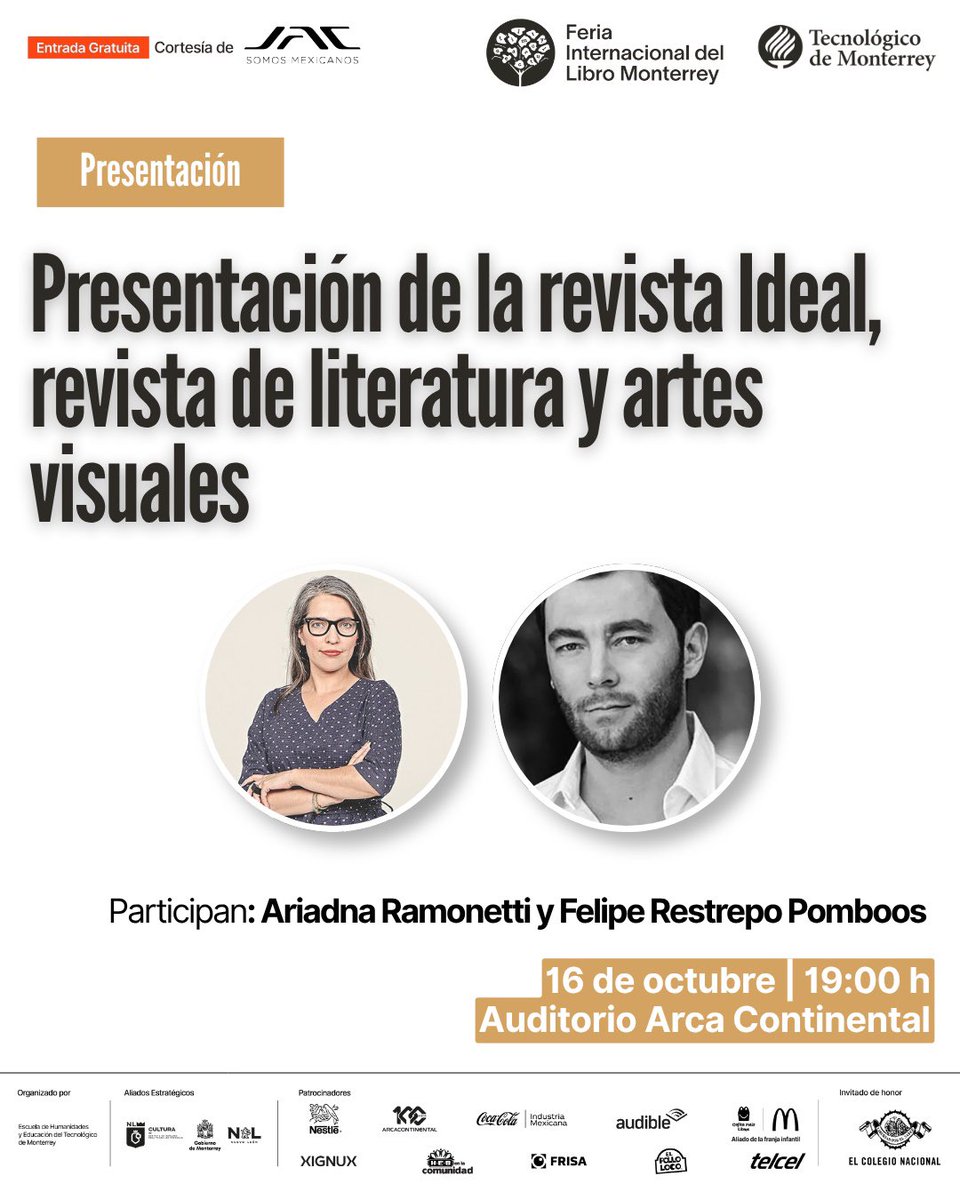 felres's tweet photo. Hoy será la presentación de Ideal en @FeriaLibroMty @TecdeMonterrey 
Los esperamos! https://t.co/YUzxWezSSt
