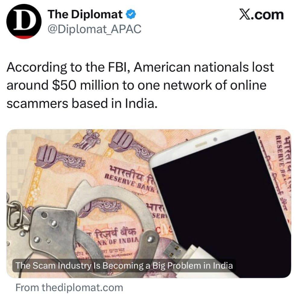bloggersayss's tweet photo. Americans deserve to know the full scale of foreign call-center fraud networks and what is being done to dismantle them. Transparency, evidence-based investigation, and equal application of the law.
@StateDept @FBI @Kash_Patel @FTC
#EndIndiaCallCenterFraud https://t.co/lxm7bRnYrz