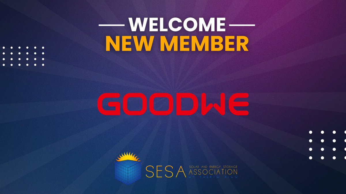 SESA_PR's tweet photo. ⚡ Welcome to SESA, @GoodWeSolar! 🇵🇷

Proud to welcome GOODWE as our newest member, bringing solar and energy storage innovation to Puerto Rico!

🤝 Join SESA: https://t.co/1BmkwNJThg

#SESA #GOODWE #SolarEnergy https://t.co/cpUAD3GSzk