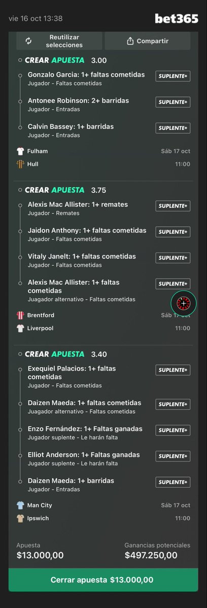 MainooTimbero's tweet photo. CUOTA X38🔝 para el Sábado de Premier League🏴󠁧󠁢󠁥󠁮󠁧󠁿, Todo a la misma hora🕣

Jugadores con muy buena secuencia, además de la mayoría solo necesitar 1 para cumplir su línea.

Si quieren también pueden agregar o sacar alguna línea. 

Link de apuesta: https://t.co/kzj3YUTnfs https://t.co/sq5CobRo9l
