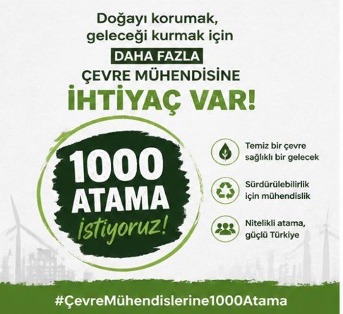 BeytekinVe47095's tweet photo. 🌱 Çevreyi korumak bir tercih değil, gelecek nesillere karşı sorumluluğumuzdur. Daha yaşanabilir bir Türkiye için çevre mühendislerinin kamuda istihdamı artırılmalı, uzman kadrolar güçlendirilmelidir.
#CevreMuhendislerine1000Atama  3 https://t.co/ci2RN6dD6w
