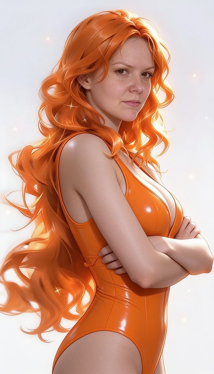 Lizzy1262629's tweet photo. Me in orange. Glossy PVC dress, long orange hair, arms crossed, smiling against the bright background.
#OrangePVC #Glossy #LongHair #ArmsCrossed #Smiling #FetishFashion #NSFW #BrightBackground #DeepV #WavyHair https://t.co/nsvVQBEeWy