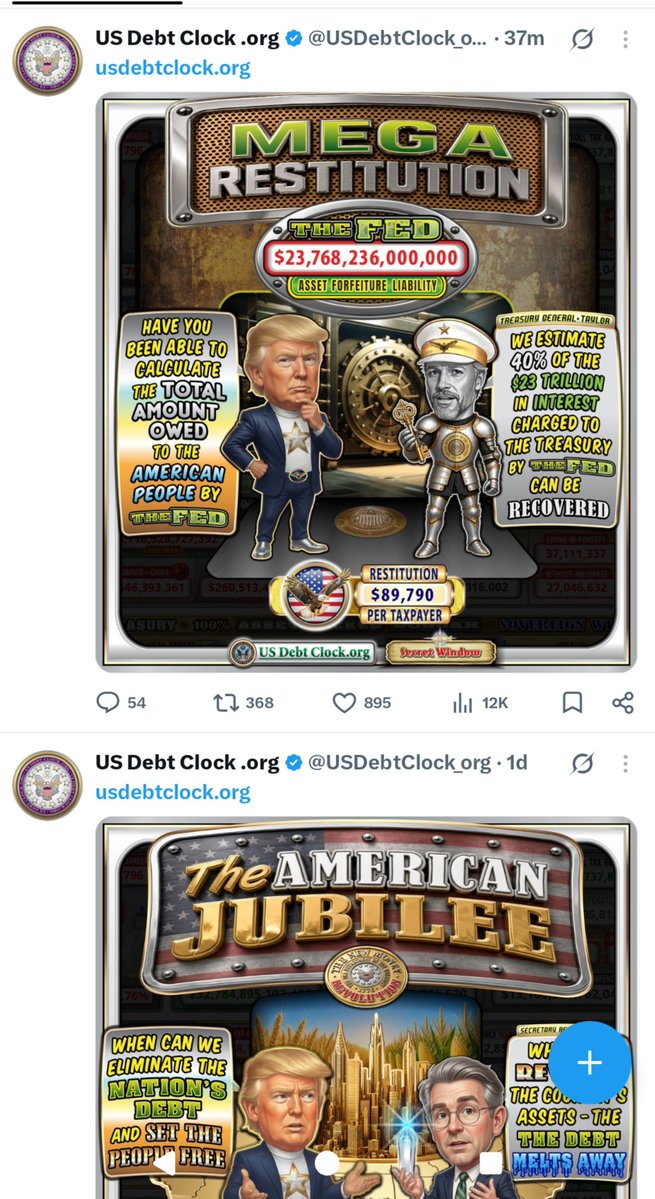 StephanieStarrC's tweet photo. You know what's interesting... The US DEBT CLOCK usually posts every 3-5 days. But! It has posted EVERYDAY for the last week! 🤔🤔🤔

Very strange. They have never done that before. https://t.co/8866cegPIZ