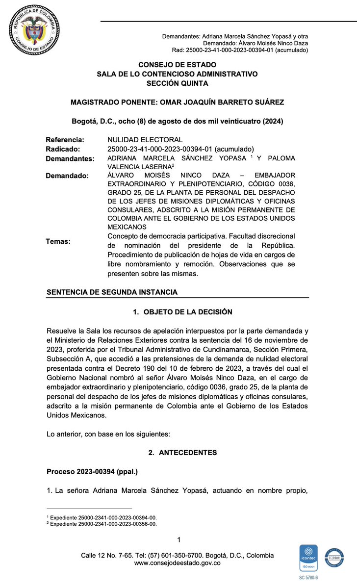 camargohxc's tweet photo. Como les he venido contando @MoisesNinco_ fue nombrado por Petro como embajador plenipotenciario en Mexico, siendo BACHILLER, Sin experiencia y mucho menos carrera diplomática.

Esta este esperpento, adorador de guerrilleros nos costo la suma, oiga se bien de 55 millones de pesos mensuales y en total nos costó cerca de 1000 millones de pesos hasta que la la corte mediante radicado 25000-23-41-000-2023-00394-01 lo sacó por que en efecto no cumplia con los requisitos para ser embajador.

Ninco, sepa que el pais no olvida, y que posesionarse de cargos para los que no se esta preparado es corrupción, se lo digo aqui y se lo puedo decir en su cara corrupta.

Usted es un insulto al mérito ya las personas que se esfuerzan en este país.
