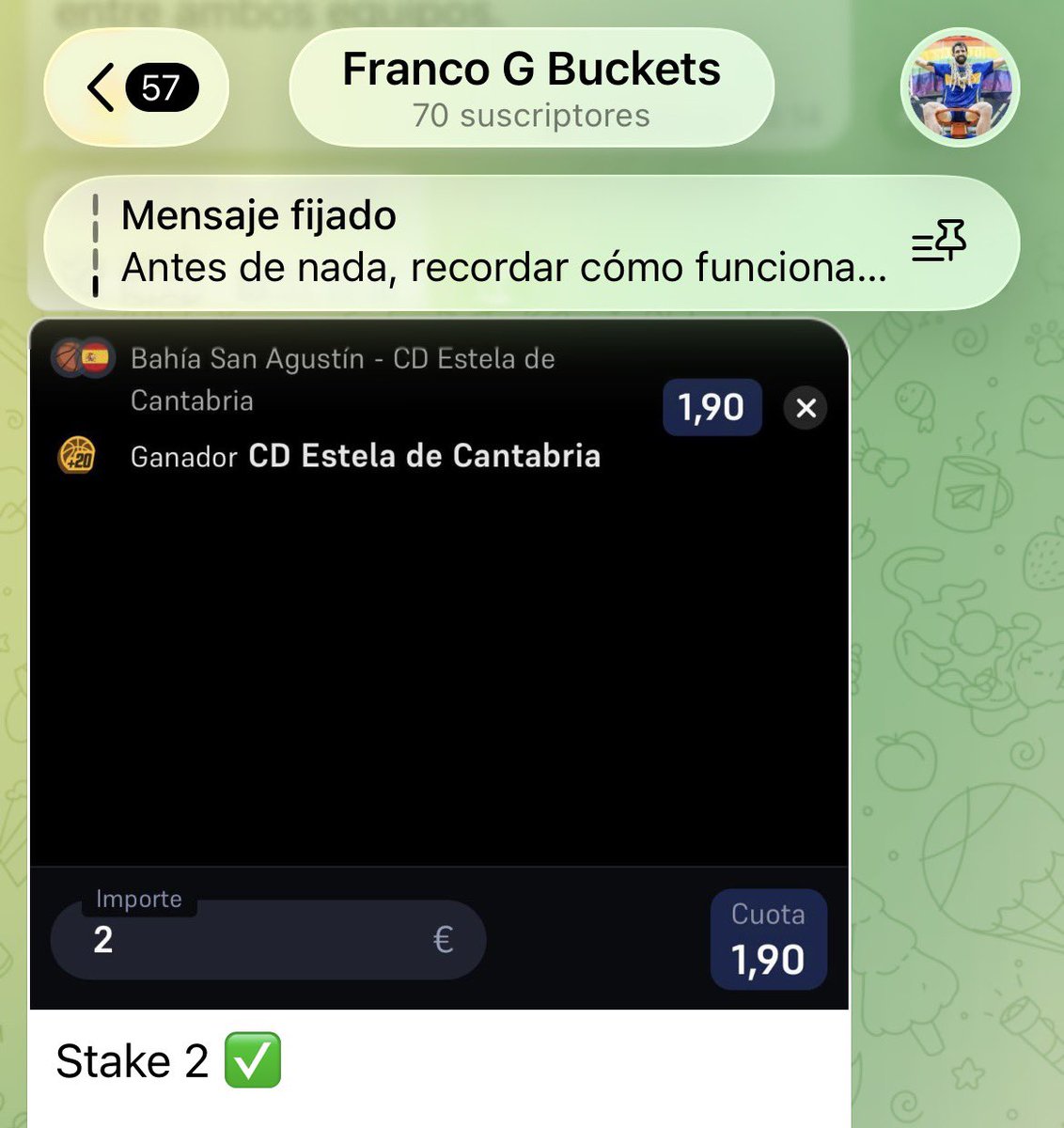 FrancoGBuckets's tweet photo. Atención al movimiento de cuotas del Grupo Alega Cantabria en este inicio de liga:

J1 vs Menorca: 3,10 a 1,50
J2 @ Palma: 1,90 a 1,72
J3 @ Ourense: 2,55 a 2,30
J4 vs Fuenlabrada: 1,78 a 1,49

En el canal hemos sumado 9,38 uds gracias a ellos. Continuará la racha este finde? https://t.co/9rhTAdGx84