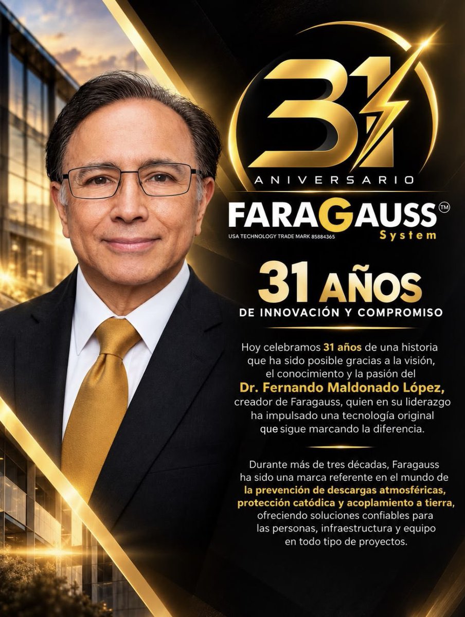 FaragaussMx's tweet photo. ⚡ ¡Celebramos 31 años de innovación y compromiso! 🖤💛
En #Faragauss, celebramos más de tres décadas de historia, desarrollo tecnológico y soluciones que marcan la diferencia en la protección de personas, infraestructura y equipos. https://t.co/AG5CDAzHsm