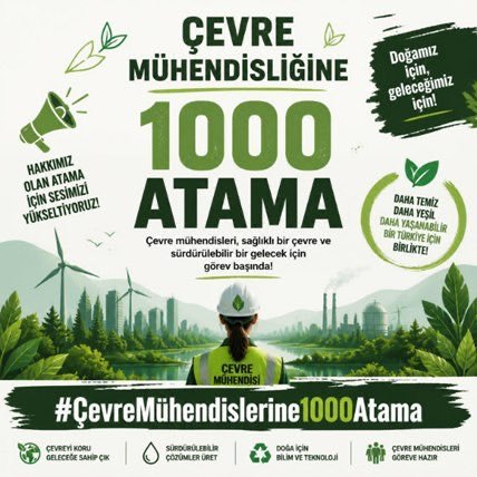 Muhamme21976169's tweet photo. #muratkurum
#CevreMuhendislerine1000Atama
Binlerce çevre mühendisi mesleğini icra edebileceği, ülkesine katkı sunabileceği bir görev bekliyor.
Genç mühendislerimizin emeği ve bilgisi atıl kalmasın! Kamuda çevre mühendisi istihdamı artırılsın. https://t.co/NL3y5QX9RJ