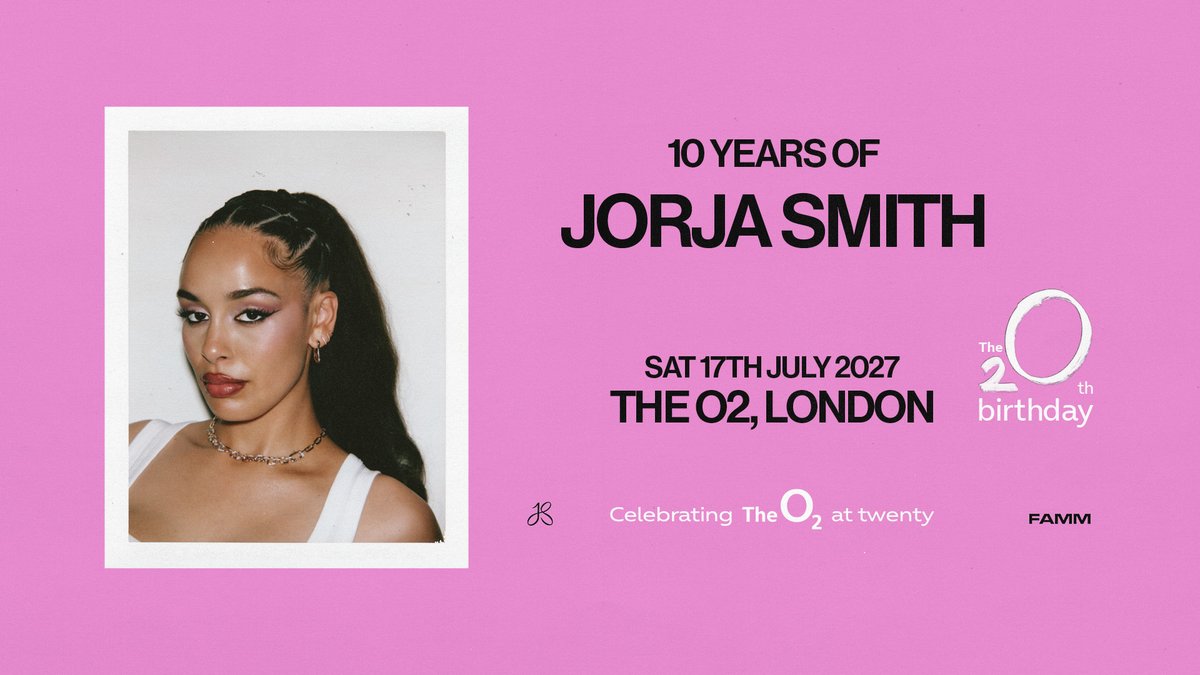 TheO2's tweet photo. DON'T MISS ✨ @JorjaSmith will headline The O2 on Saturday 17 July 2027 as part of The O2’s 20th birthday celebrations.

Get your tickets now ⬇️
https://t.co/hprVFqYGNW https://t.co/R0F67XKt5j