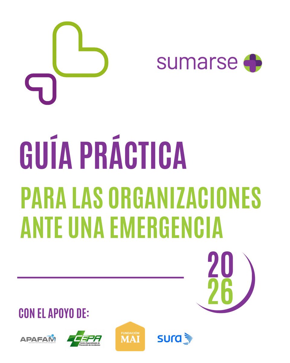 Sumarse's tweet photo. ✅ Prepararse fortalece la resiliencia empresarial.

Desde Sumarse compartimos una guía para actuar ante emergencias, realizada con el apoyo de APAFAM, CEPA, Fundación MAI y SURA.

📲 Descárgala aquí:
https://t.co/HLKRVBkNSP https://t.co/QW3ymcwidg
