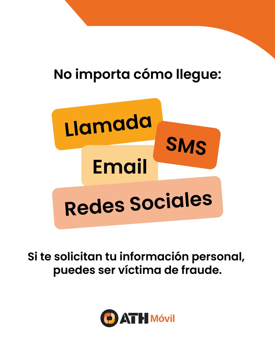 ATHPR's tweet photo. ¡No caigas en el fraude! ATH Móvil y Evertec nunca solicitarán tus credenciales.​

Protege tu cuenta del fraude.​
#ElPoderDeCuidarnosJuntos https://t.co/5WA3JxFTla