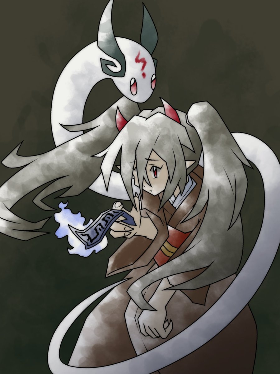 greatmothsucks's tweet photo. Ghost ogre and snow rabbit in the 1996 era pokemon style https://t.co/Fpmn37A8mt