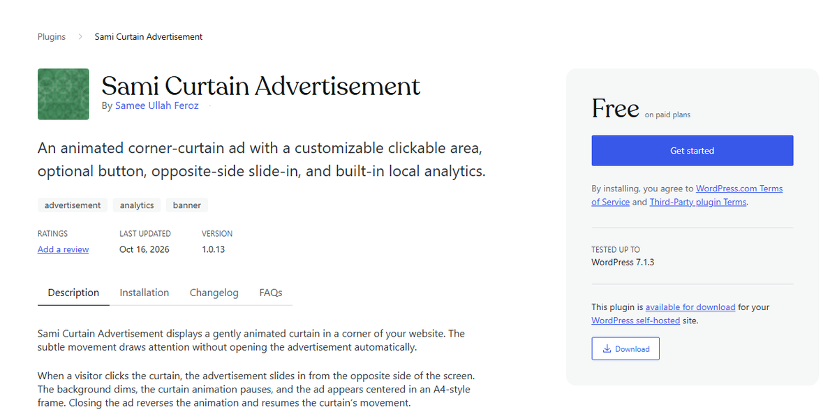 pingbooster's tweet photo. congrats one more success. One premium plugin we are launching free. curtain advertisement. I hope you will like it. support our company plugins.
@pingbooster @pingboosteragency #samicurtainadvertisement #wordpressplugin https://t.co/KyYKadD1FA