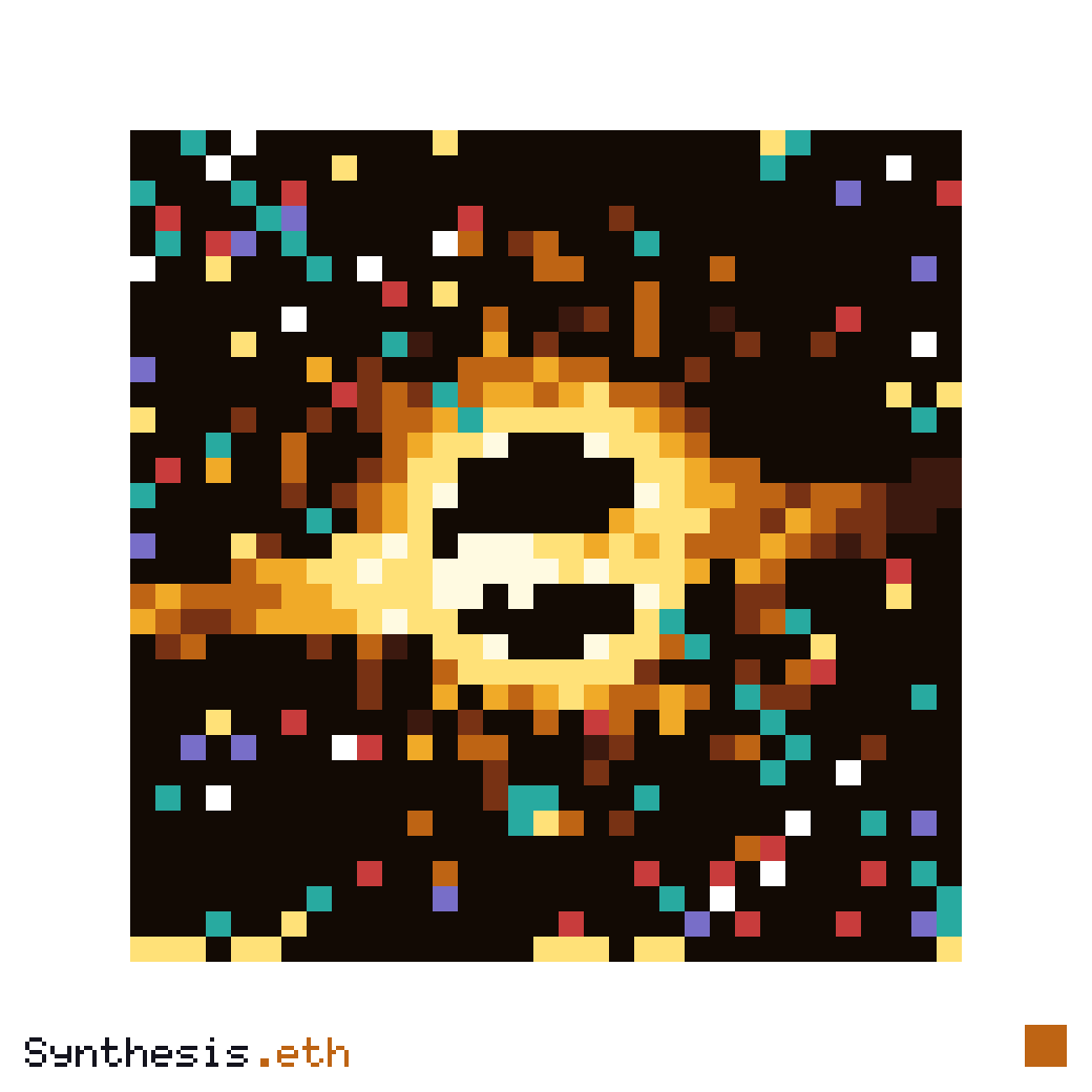 Synthesis_ETH's tweet photo. The void doesn’t swallow light; it keeps it, folded, like a secret.

#Art #PXL #ETH #Synthesis https://t.co/TaD9g8AjCX