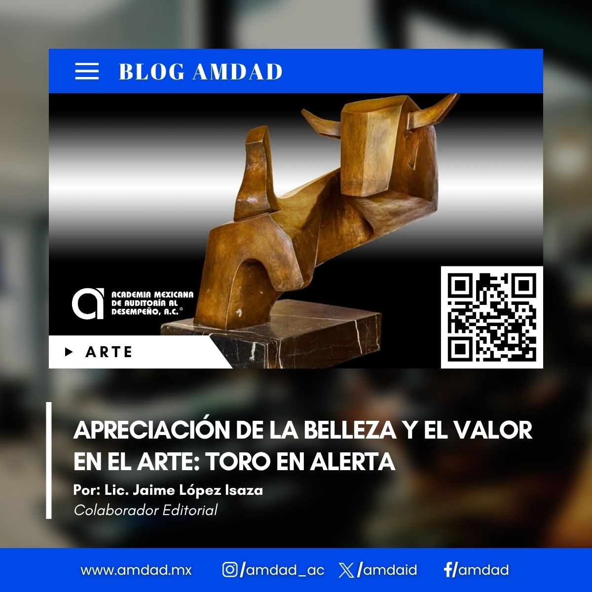AMDAID's tweet photo. Fieles a nuestra cita de arte cada viernes junto al Lic. Jaime López Isaza, hoy exploramos TORO EN ALERTA en esta escultura de Rivero García. https://t.co/by6MulZIJM